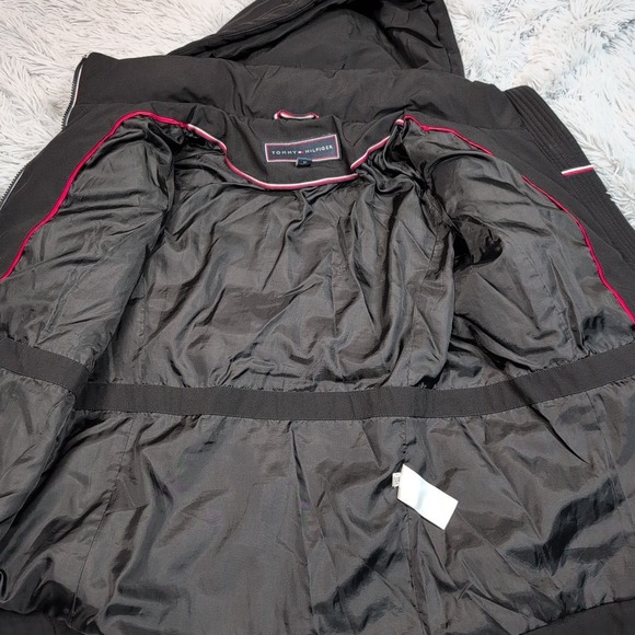 Tommy‎ Hilfiger Jacket Womens M Black Hood Zip Up Gorpcore Pockets Puffer Logo - Picture 12 of 12
